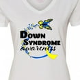 thumbnail image 4 of Inktastic Down Syndrome Awareness with Butterfly and Ribbon Women's V-Neck T-Shirt, 4 of 5