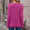 thumbnail image 4 of Summer Tops Viikei Womens Plus Size Tops,Fall Tops for Women,Women's Solid Color Long Sleeved Round Neck Pullover Top Hot Pink M, 4 of 7