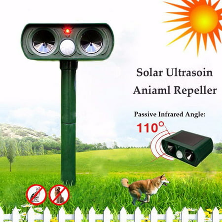 Solar Power Dog Cat Repeller Ultrasonic PIR Infrared Sensor Animal Deterrent Yard