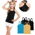 thumbnail image 6 of FamilyThread 4 Pack Girls Tank Tops Solid Sleeveless Undershirts Scoop Neck Undershirts Soft Tops For 1-13Y, 6 of 6