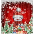 thumbnail image 2 of Snowman Shower Curtain,Snowman Merry Christmas Shower Curtains for Bathroom,Red Winter Bathroom Home Decor,Cute Winter Holiday New Year Decor,Red Curtain Waterproof Fabric with Hooks, 72X72in, 2 of 5