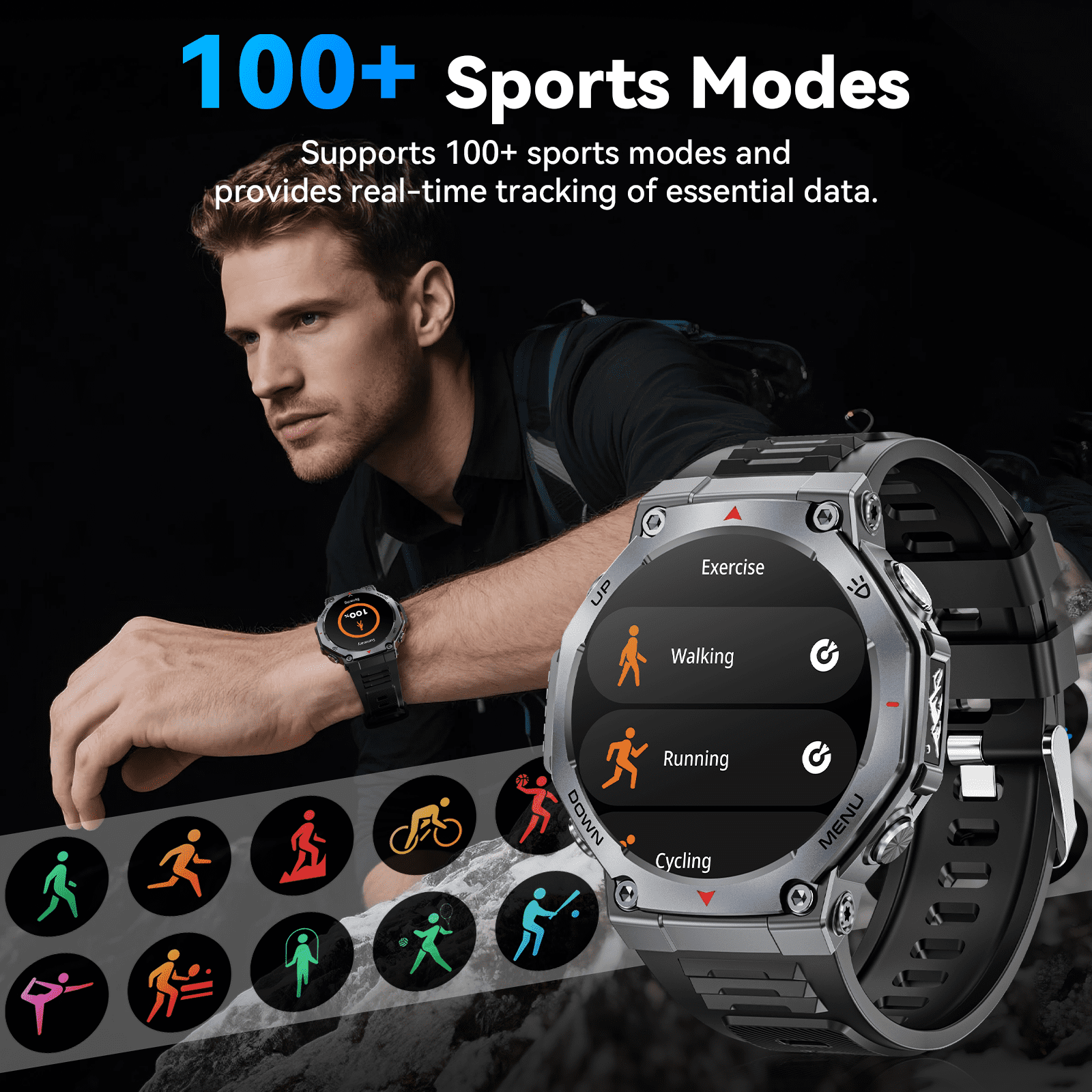 【新品未開封】THE HANY × wearable 3点set Haulvean 1.43-inch AMOLED Military Smart Watch for Men, Outdoor