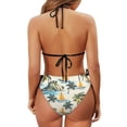 thumbnail image 6 of Uourmeti Women's Tropical Beach Halter Bikini Set - Sailboat & Palm Tree Print | Tie Side Triangle Two-Piece Swimsuit for Summer Vacation, Pool & Beach Party, 6 of 9