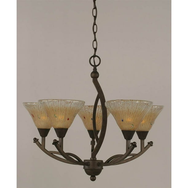 7 in. Amber Crystal Glass Shade Chandelier Light in Bronze Walmart