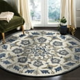 thumbnail image 3 of Ox Bay Erin 4' Round Ivory Floral Medallion Indoor Area Rug, 3 of 9