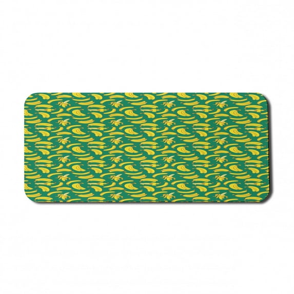 Fruits Computer Mouse Pad, Digitally Generated Bananas Print Peel Fresh Healthy Plantation, Rectangle Non-Slip Rubber Mousepad X-Large, 35" x 15" Gaming Size, Yellow Dark Yellow, by Ambesonne