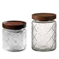 thumbnail image 2 of Vintage Glass Airtight Storage Jar, With Airtight Wood Lid, Kitchen Food Storage Containers,Suitable for storage Tea leaves,Coffee Beans,dried fruits, cereals, etc(Plum pattern), 2 of 4