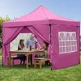 thumbnail image 6 of Ainfox 10' x 10'Heavy Duty Pop up Canopy Tent with Sidewalls,Folding Instant Outdoor Gazebo,Sun Shade Tent,Pink, 6 of 8