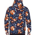 thumbnail image 7 of Uemuo Vintage Blue Fox Family Pattern Men's Hoodie - Casual Pullover Hoodie with Kangaroo Pocket, Stylish Hooded Sweatshirt for Everyday Wear-Small, 7 of 7