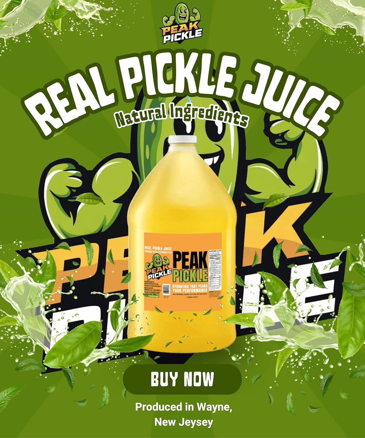 Peak Pickle Dill Pickle Juice-2 Pack of 1 Gallon Pickle Juice Sports Drink For Leg Cramps- Pickle Juice Gallon for Muscle Cramp Relief- Pickle Juice Shots For Leg Cramps- Kosher Dill Pickle Juice