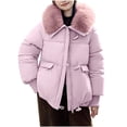 thumbnail image 2 of HBGVBA Winter Coats for Women, Women's Down Jackets Fall Winter Large Collared Lapel Stylish Cotton Coat Long Sleeve Warm Winter Clothing, 2 of 9
