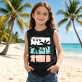 thumbnail image 2 of XEGLSBU 2 Pack Kids Summer Tank Top with Letter Gradient Print for Outdoor Beach Play Girls and Boys Casual Sleeveless T-shirts Size 4-5 Years, 2 of 6