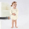 thumbnail image 2 of Niña Bebé Vestido de Manga Larga Estilo de Otoño E Invierno Sudadera Del Niño con Botón Delantero Y Cuello Redondo, Lindo Pantalones Cortos Sólidos Romper para Niños Y Niñas, Suave Bebé Manga Larga R, 2 of 6