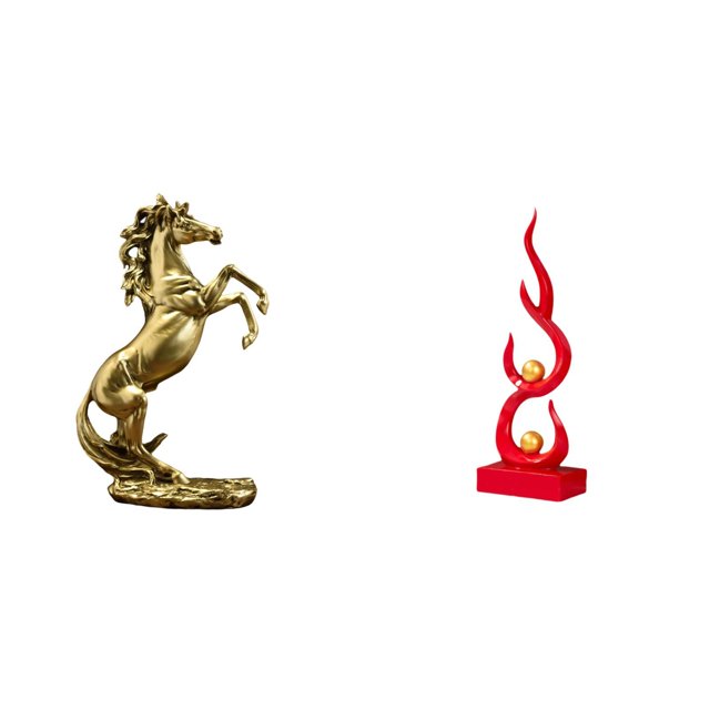 Estatua abstracta de caballo de fuego hecha a mano, figura de resina de 30 cm de alto, con forma de llama, para decoración de mesa, artesanía moderna