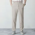 thumbnail image 2 of Men's Casual Pants Men's Casual Pants Elastic Waist Drawstring Trousers Beige 4XL, 2 of 4