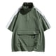 thumbnail image 2 of pstuiky camisetas de hombre, Camisa/top informal de manga corta con cuello alto y bolsillo con cremallera de color liso para hombre ropa de hombre l, 2 of 7