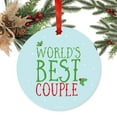 thumbnail image 2 of Metal Christmas Ornament, World's Best Couple, Holiday Mistletoe, Includes Ribbon and Gift Bag, 2 of 2