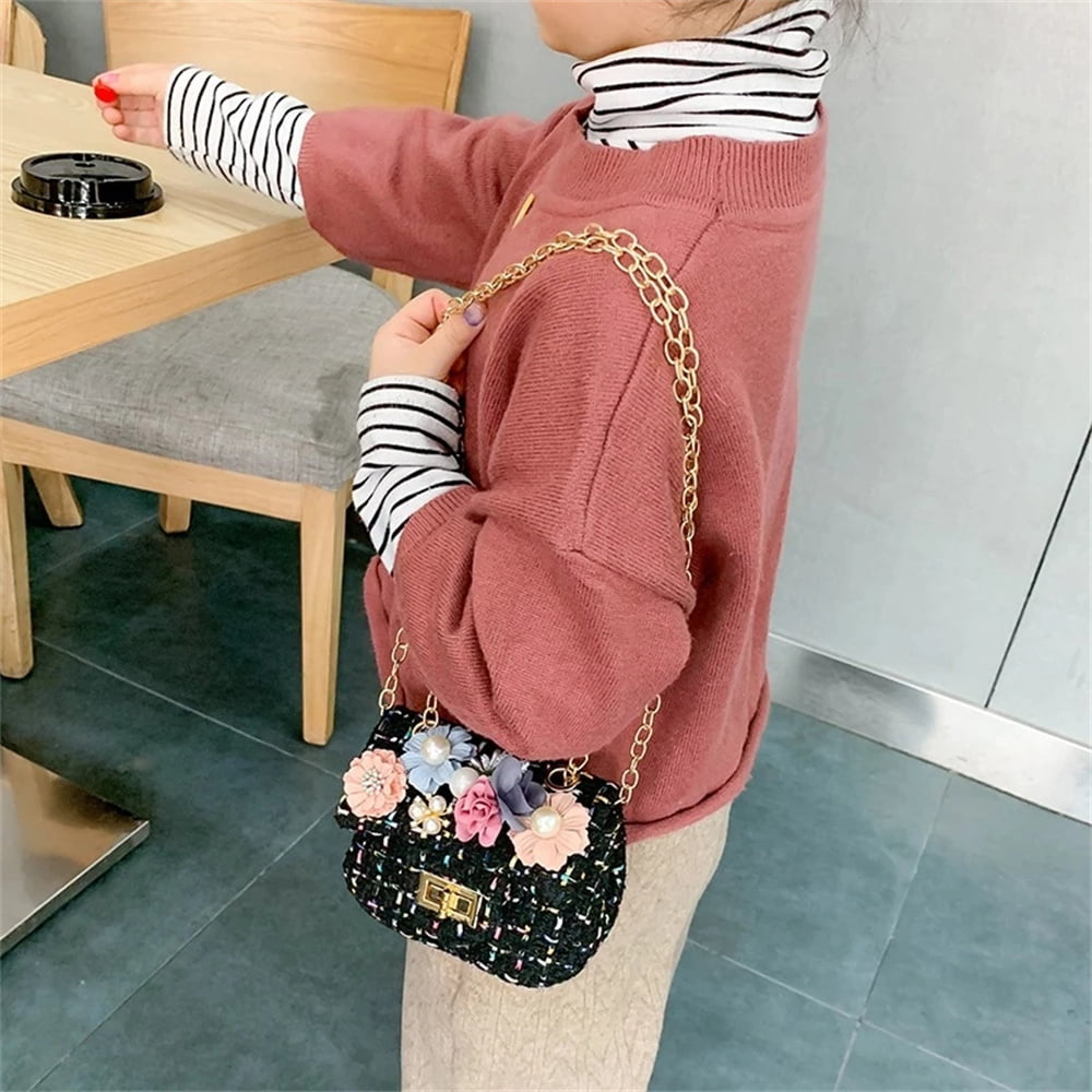 Little Girls Handbags Rabbit Mini- Shoulder Bag with Mini Flap Bag Wallet  Bag Crossbody Bag for Girls Kids Toddler Age 2-5 Years Old-Black 