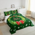 thumbnail image 3 of jejeloiu Merry Christmas Bell Queen Comforter Set,Red Bowtie Bowknot Bedding Sets,White Snowflake Bedding Comforter Set For Girls,Super Cozy Room Decoration Reversible,3pcs, 3 of 8