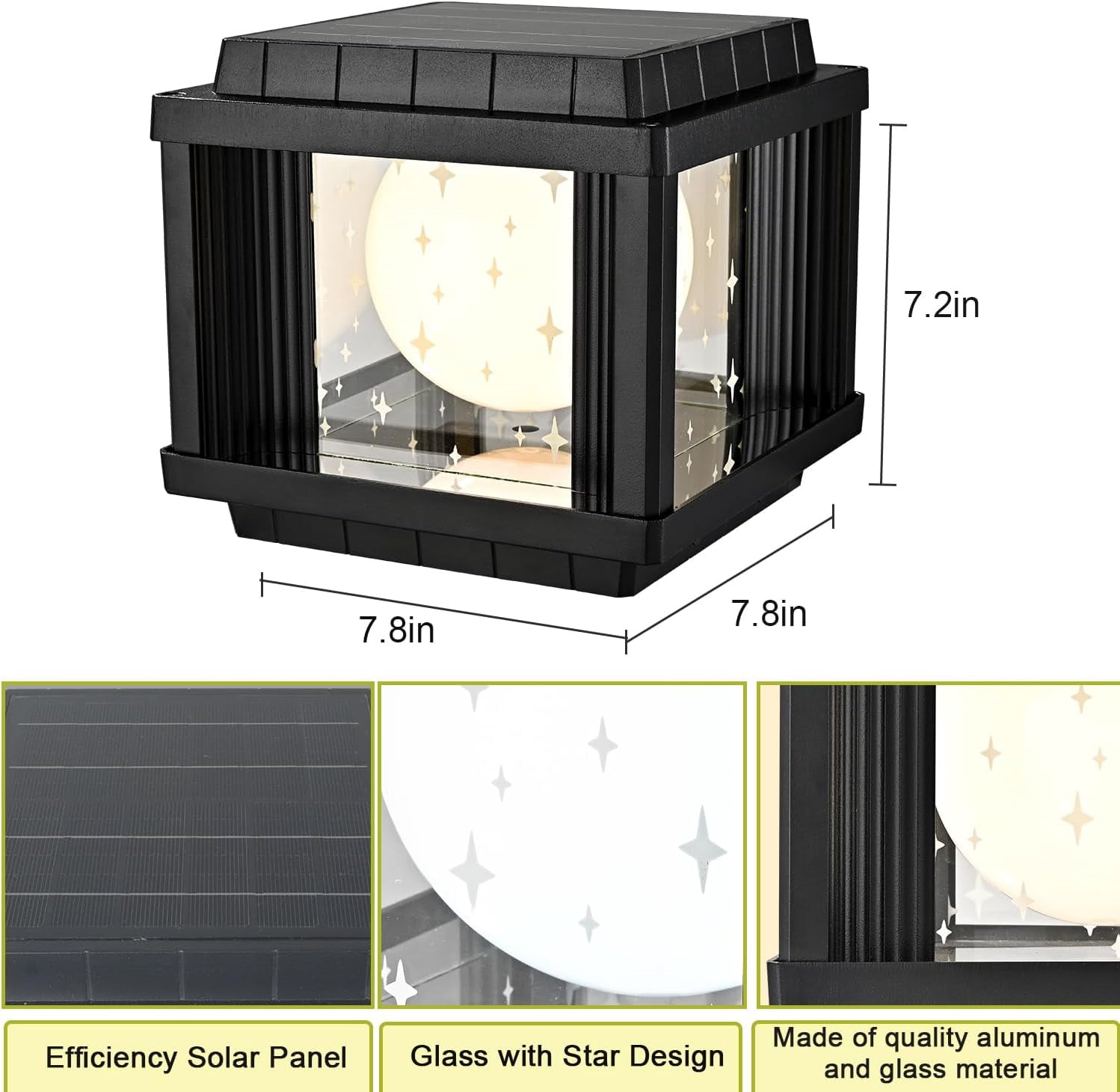 Solar Post Light Modern Outdoor Post Light Solar Lamp Dimmable LED Post Lamp Outdoor Waterproof