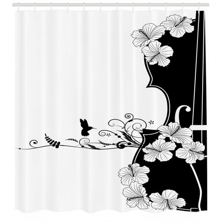 Art Nouveau Shower Curtain Flower Musical Composition With Bird Scrolled Lily Petals Nature Growth Fabric Bathroom Set With Hooks 69w X 84l Inches Art Nouveau Shower Curtain Flower Musical Composition With Bird Scrolled Lily Petals Nature Growth Fabric Bathroom Set With Hooks 69w X 84l Inches