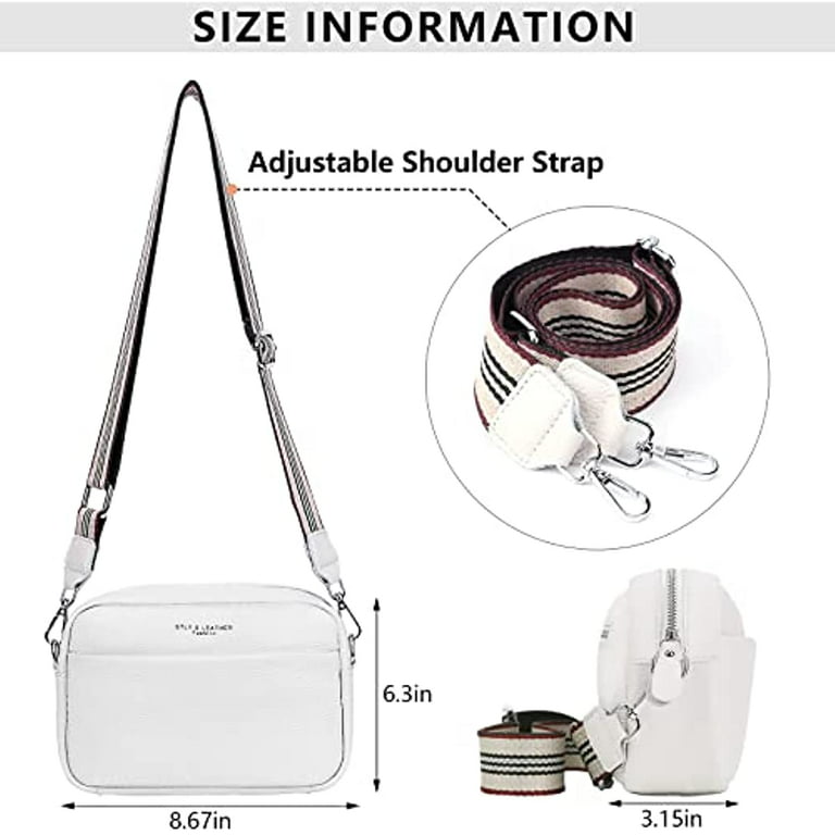  Crossbody Bag for Women Genuine Leather Wide Strap Shoulder Bag  Purse Trendy Design Camera Crossbody Purse Top Zip over the Shoulder Purse  : Clothing, Shoes & Jewelry