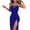 Blue, variant on Lmnyox Sleeveless Cocktail Dress for Women Summer Wide Strap Long Dress Fashion Bodycon Party Club Dress