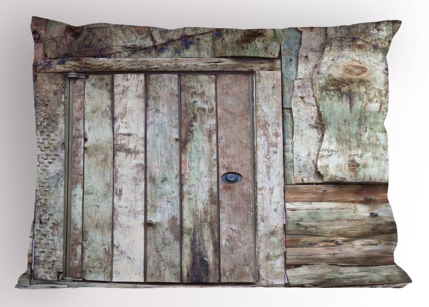 Rustic Pillow Sham Old Rustic Barn Door Cottage Country Cabin Theme