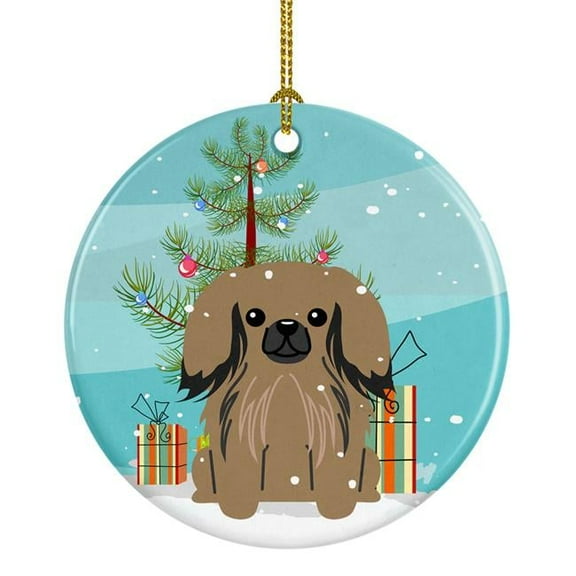 Carolines Treasures BB4227CO1 Merry Christmas Tree Pekingnese Tan Ceramic Ornament