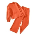 thumbnail image 3 of Kogui Girls Clothing Sets Girls' Clothing Sets Ruched Long Sleeve Crew Neck T Shirt Straight Leg Pants Girls Clothes Size 8-9 (Orange,8-9 Years), 3 of 3