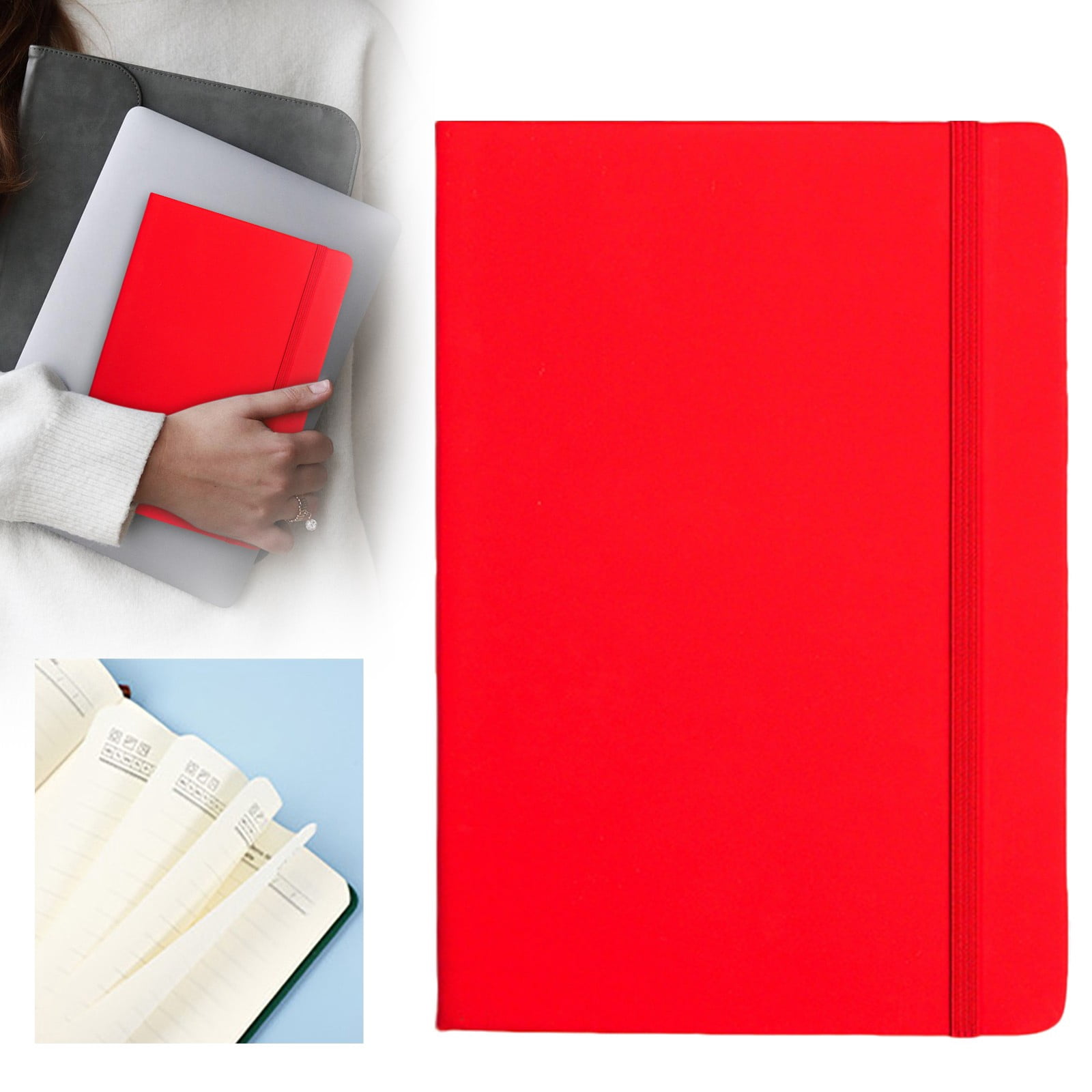 A5 Hardcover Notebook With Pen Loop Slim Lightweight Journal College Ruled