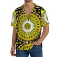 thumbnail image 3 of Fotbe Yellow Mandala print Short Sleeve Button Down Shirts for Men Casual Summer Beach Wrinkle Free Shirt-4X-Large, 3 of 7
