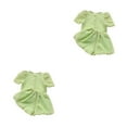thumbnail image 2 of Minnieouse Conjunto de camisas y ropa para niñas, manga abullonada de verano, poliéster, mano de obra fina, Tops transpirables, ropa multiusos verde 140cm 2Conjunto, 2 of 6