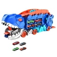 thumbnail image 3 of Dinosaurio de juguete para comer coches, dinosaurio, vehículos, juego de interacción con música, divertido dinosaurio, camión devorador, figura de , 8 minicoches, 3 of 8