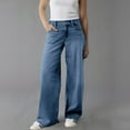 thumbnail image 2 of Gteyoijn A Women Long Sleeve T Shirts Women Baggy Jeans Wide Leg Jeans Trendy Stretchy Straight Leg Jean Loose Casual Denim Pants Women's Jeans Women Jeans Free Yoga Pants3Xl3Xl, 2 of 7