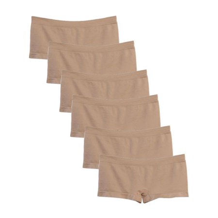 

Kalon Women s 6 Pack Nylon Spandex Boyshort Panties (Small Med. Beige)