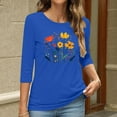 thumbnail image 4 of Runfenguu Western Graphic Tees For Women Funny T Shirts Ladies' Fashion Floral Printed Round Neck 3/4 Sleeve T-Shirt Shirt Sleeve Round Neck Top/Shirt, 4 of 6