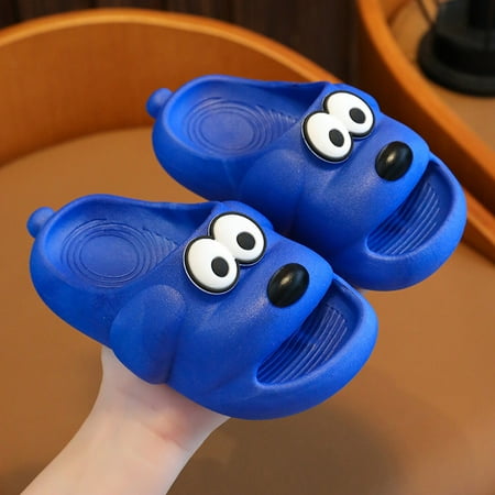 

CHAOLEI Children Shoes Comfortable Soft Soled Home Slippers Fashionable Cartoon Outdoor Thick Soled Slippers With Poop Feeling -Blue 9.5-10 Years