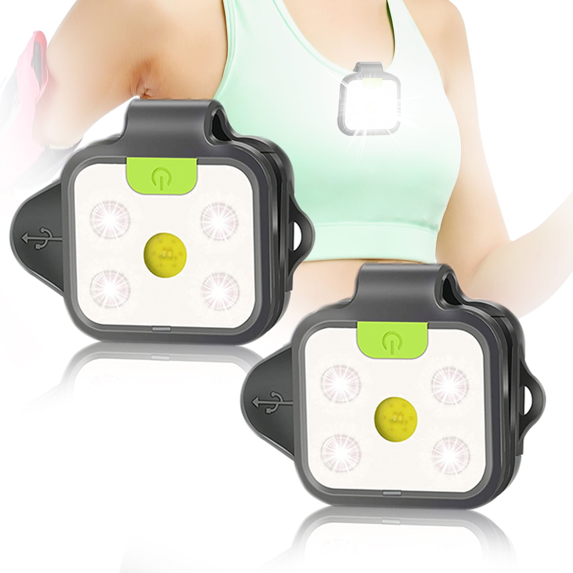 2pack LED Running Lights Safety Light Clip on Rechargeable Night Light