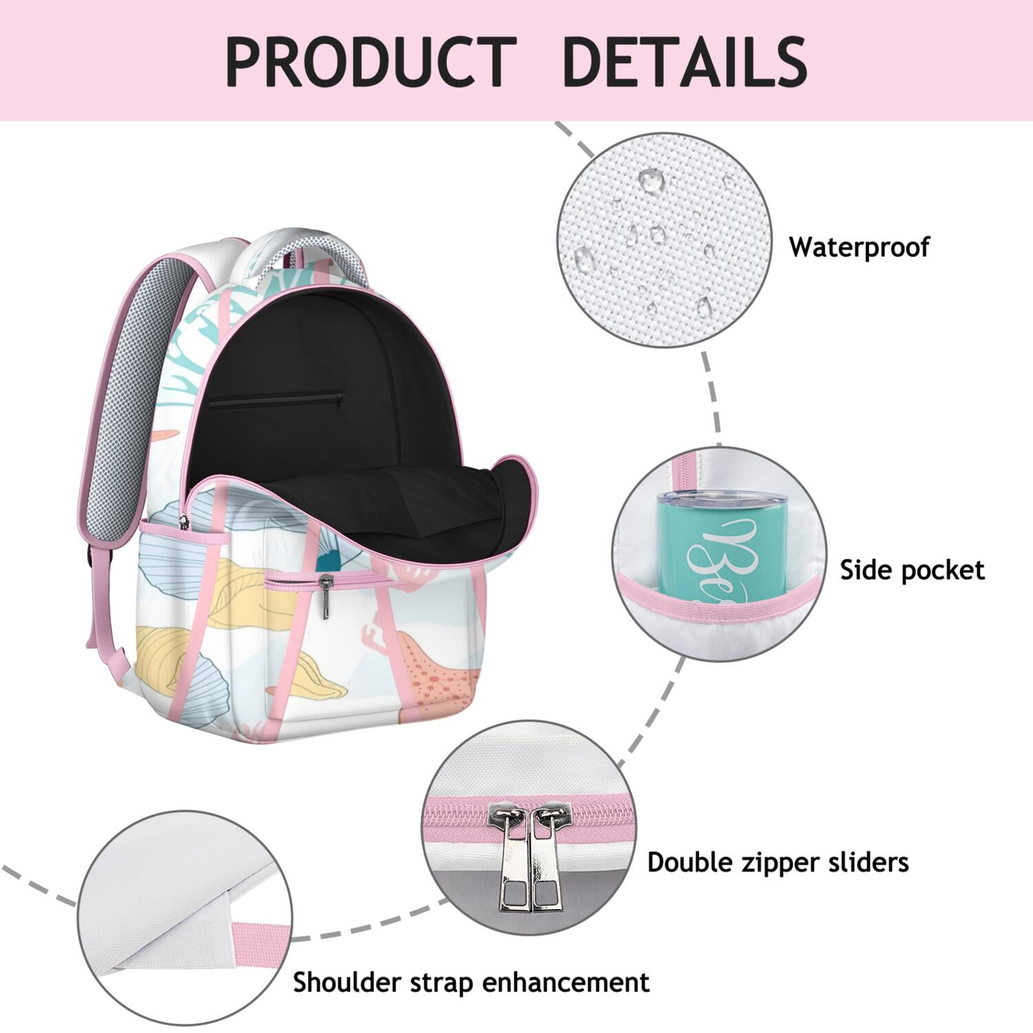 Vintage Nautical Backpack - Waterproof & Durable Bookbag with Anchor & Coral Prints, Ergonomic Spinal Support for Teens & Commuters, Spacious & Stylish