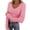 1-Pink, variant on V Neck Long Sleeve Shirts for Women Spring Slim Fitted Tops Stretchy Base Layer Basic Tight Undershirt