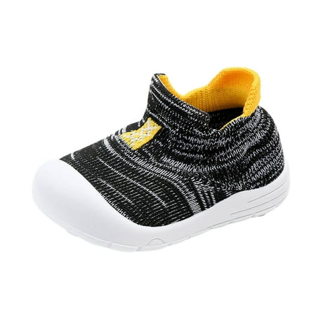 

Durtebeua Baby Boy Girl Non-Skid Indoor Infant Walking Shoes Breathable Warm Elastic Sock Shoes with Memory Sole Protect Toes Outdoor Sneakers Black 9-12 Months