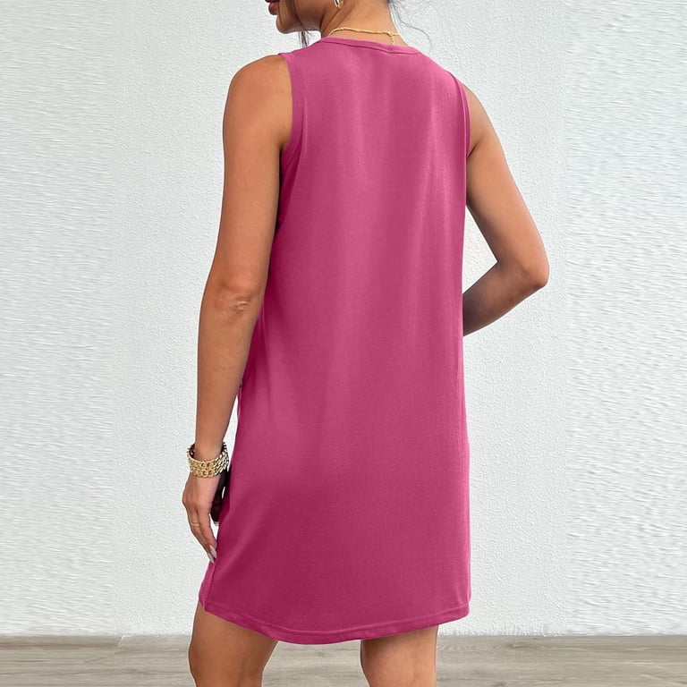 Women's Mini Dress White Dress Casual Dress Tank Dress Basic Casual Vacation Daily Regular Fit Plain Sleeveless Crew Neck Black White Fuchsia Gray