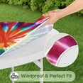 thumbnail image 5 of Colorful Rainbow Tie Dye Spiral Pattern Round Fitted Tablecloth with Elastic Edge,Dining Table Cover Waterproof,Outdoor Round Tablecloth for Camping,Dining,Indoor and Outdoor, 5 of 7
