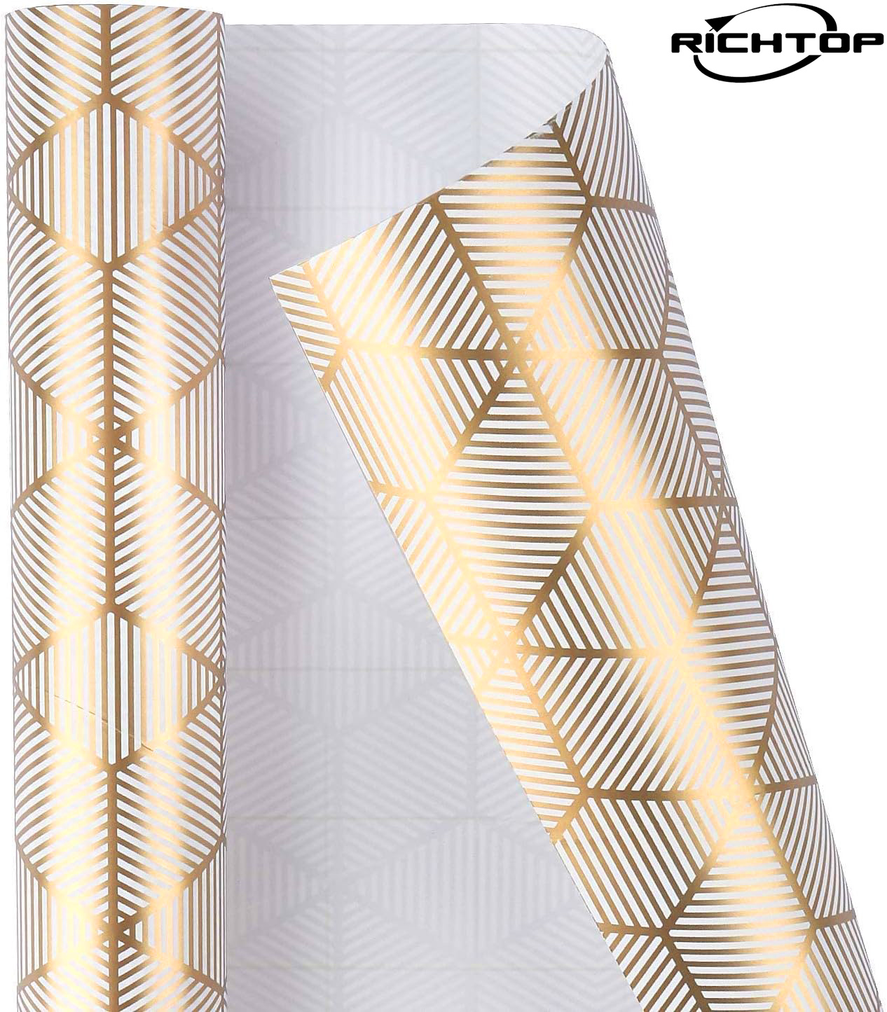 Richtop Gold & White Foil Wrapping Paper Rolls, 3-Pack photo 4