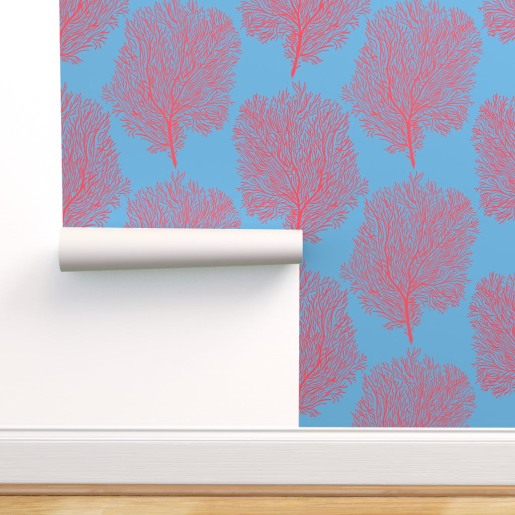 Peel & Stick Wallpaper Swatch - Fan Corals Blue Bright Coral Reef Nautical  Ocean Sea Life Midcentury Modern Beach Home Custom Removable Wallpaper by  Spoonflower 