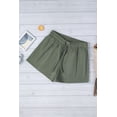 thumbnail image 1 of ABPHQTO Pantalones cortos de punto con cordón elástico en la cintura y bolsillos laterales para mujer de color verde, 1 of 5