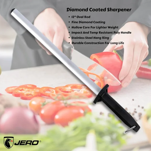 Jero 12 Inch Diamond Coated Knife Sharpener - Hollow Core Oval Design
