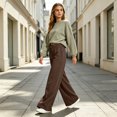 thumbnail image 5 of Women's Soft Extra Wide Leg Pants with Pockets Drawstring High Waist Pull-On Casual Sweatpants Baggy Comfy Athletic Joggers Brown XXL, 5 of 7