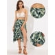 thumbnail image 2 of Falda Allegra K Cruzada a Media Pierna Floral Hawaiana Tropical Para Mujer Azul gris oscuro M, 2 of 5